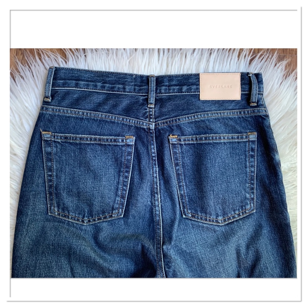 Everlane The Cheeky Jeans Cropped Distressed Button Fly Blue Size 25 - Picture 5 of 8